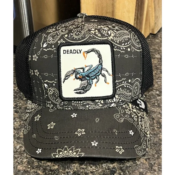 Goorin Bros The Farm Animal Trucker PAISLEY Collection DEADLY BLACK SCORPION NEW - Picture 2 of 9